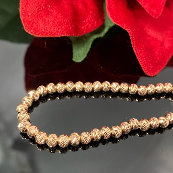 925 Sterling Silver Diamond Cut Bead RP Bracelet - Picture 2 of 4